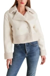 Steve Madden Athen Faux Shearling Aviator Jacket In Bone