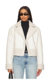 Steve Madden Athen Faux Shearling Aviator Jacket In Bone