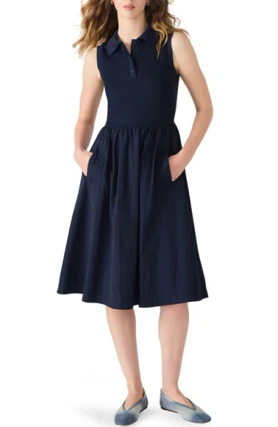 Steve Madden Auden Mixed Media Sleeveless Dress In Blue