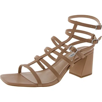 Steve Madden August Womens Strappy Leather Block Heel In Brown