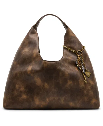 Steve Madden Auraa Slouchy Magnetic Large Shoulder Handbag In Brown