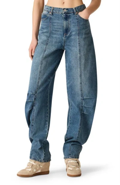 Steve Madden Austin Seamed High Waist Wide Leg Jeans In Blue