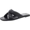 Steve Madden Avianna Womens Criss-cross Faux Leather Slide Sandals In Black