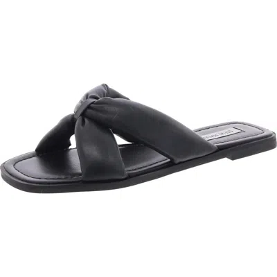 Steve Madden Avianna Womens Criss-cross Faux Leather Slide Sandals In Black