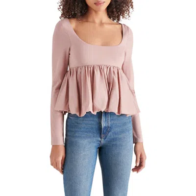 Steve Madden Avielle Bubble Hem Top In Ash Rose