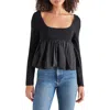 Steve Madden Avielle Bubble Hem Top In Black