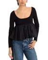 Steve Madden Avielle Bubble Hem Top In Black