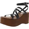 Steve Madden Avril Womens Strappy Leather Platform Sandals In Black