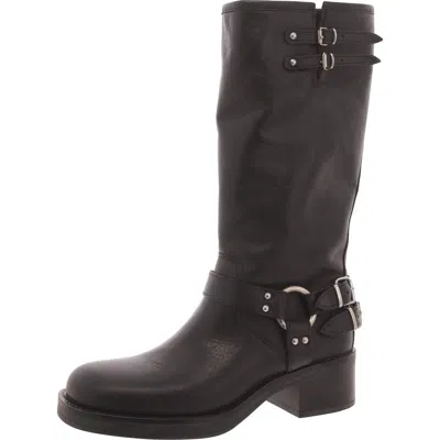 Steve Madden Astor Knee High Moto Boot In Black