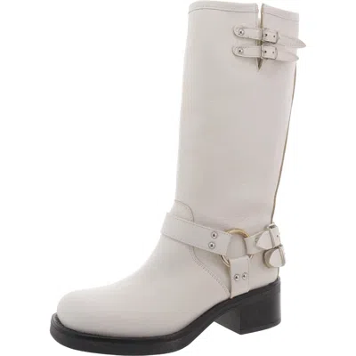 Steve Madden Axelle Womens Leather Block Heel Mid-calf Boots In Multi