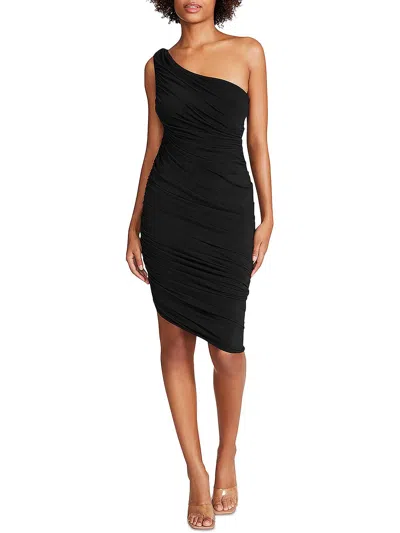 Steve Madden Ayana Womens Asymmetric Ruched Bodycon Dress In Black