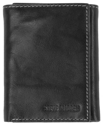 Steve Madden Backstage Men's Antique Trifold Wallet In Black