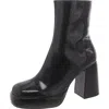 Steve Madden Banish Womens Patent Round Toe Booties In Black