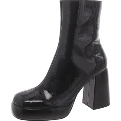 Steve Madden Banish Womens Patent Round Toe Booties In Black