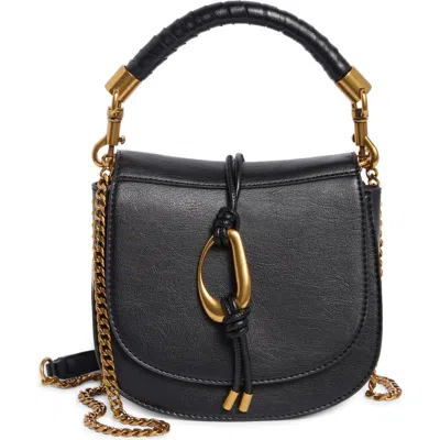 Steve Madden Bash Faux Leather Saddle Bag In Black Elephant Pebble