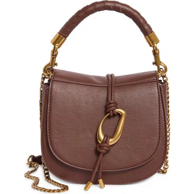 Steve Madden Bash Faux Leather Saddle Bag In Espresso Elephant Pebble