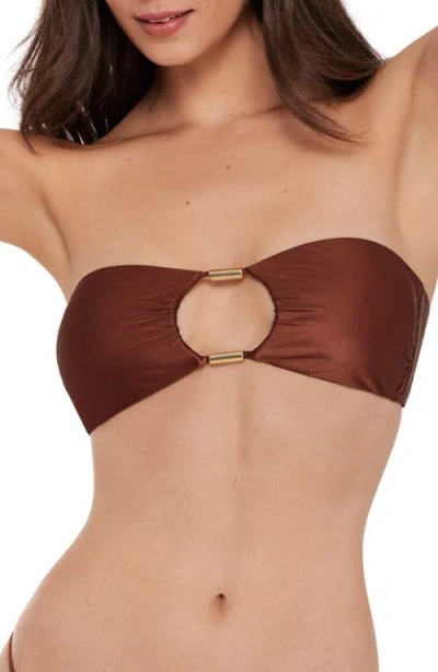 Steve Madden Beaded Cutout Strapless Bikini Top In Brown