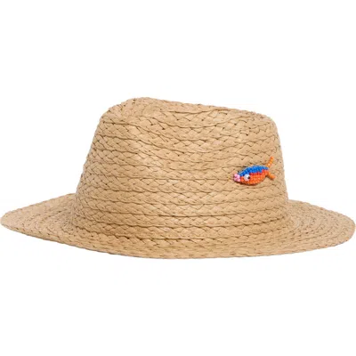 Steve Madden Beaded Sardine Straw Panama Hat In Brown
