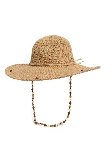 Steve Madden Beaded Straw Hat In Brown