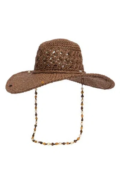 Steve Madden Beaded Straw Hat In Brown