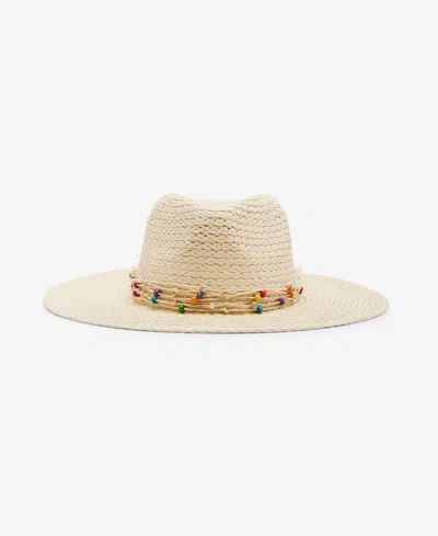 Steve Madden Beaded Straw Panama Hat In Natural