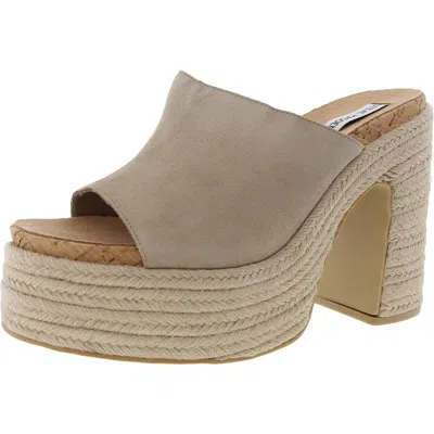 Steve Madden Becca Womens Solid Suede Platform Sandals In Brown