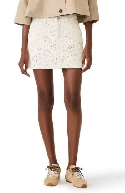 Steve Madden Beck Eyelet Embroidered Denim Miniskirt In Neutral