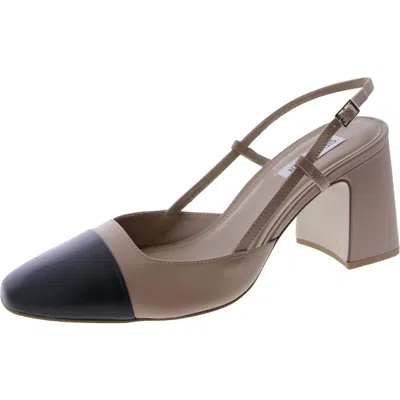 Steve Madden Becka Womens Colorblock Cap Toe Slingback Heels In Brown