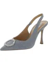 STEVE MADDEN BEIGNET WOMENS DENIM POINTED TOE SLINGBACK HEELS