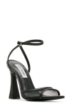 Steve Madden Beki Womens Leather Mesh Inset Ankle Strap In Black