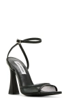 Steve Madden Beki Womens Leather Mesh Inset Ankle Strap In Black