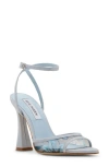 Steve Madden Beki Ankle Strap Pointed Toe Sandal In Light Blue Mesh