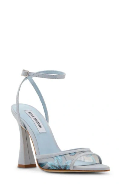 Steve Madden Beki Ankle Strap Pointed Toe Sandal In Light Blue Mesh