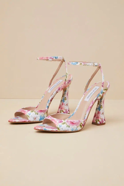 Steve Madden Beki Floral Multi Satin High Heel Ankle Strap Sandals