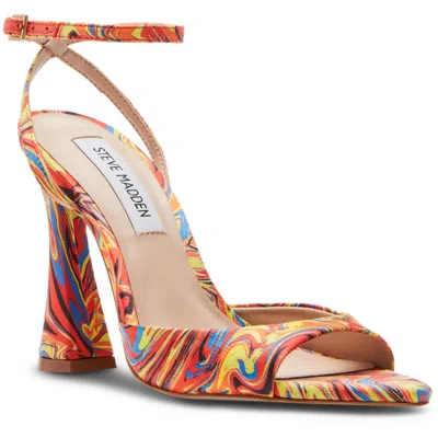 Steve Madden Beki Womens Leather Peep-toe Slingback Sandals In Orange