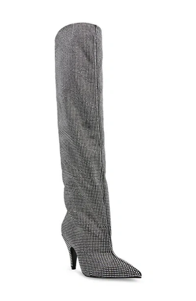 Steve Madden Bellamie Pointed Toe Over The Knee Boot In Black,rhinestone