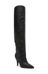 Steve Madden Bellamie Pointed Toe Over The Knee Boot In Black Leather