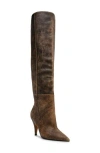 Steve Madden Bellamie Pointed Toe Over The Knee Boot In Brown Distressed