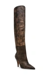 Steve Madden Bellamie Pointed Toe Over The Knee Boot In Brown Distressed