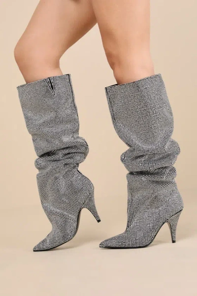 Steve Madden Bellamie-r Black Rhinestone Pointed-toe Knee-high Boots