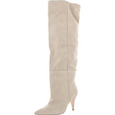 Steve Madden Bellamie Womens Leather Pointed Toe Over-the-knee Boots In Beige