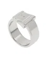 Steve Madden Belt Buckle Band Ring In Rhodium