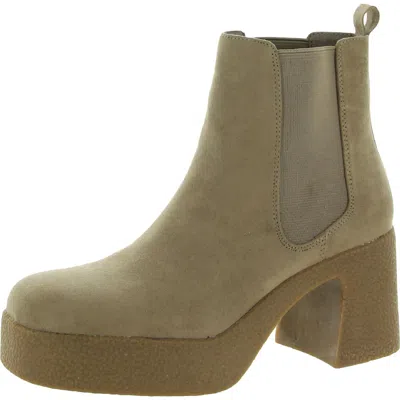 Steve Madden Beneficial Womens Padded Insole Chunky Chelsea Boots In Green