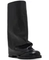 Steve Madden Benton Mid-shaft Foldover Cuffed Moto Boots In Black