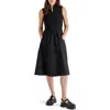 Steve Madden Berlin Sleeveless Half-zip A-line Dress In Black