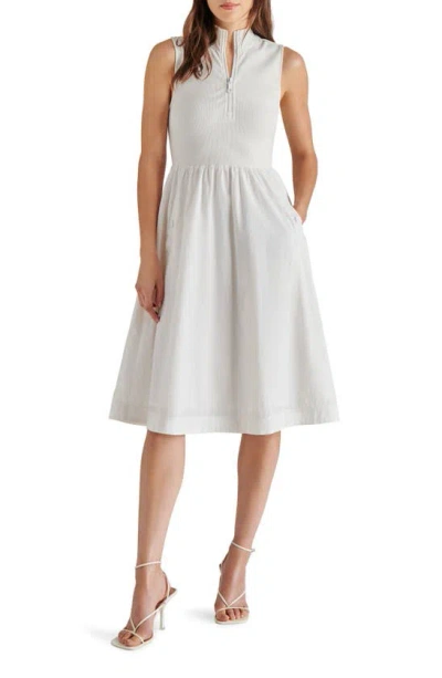 Steve Madden Berlin Sleeveless Half-zip A-line Dress In White