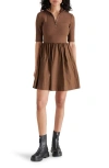 Steve Madden Berlina Half Zip Mixed Media Dress In Coco