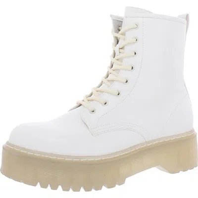 Steve Madden Bettyy Womens Zip Up Round Toe Combat & Lace-up Boots In Multi