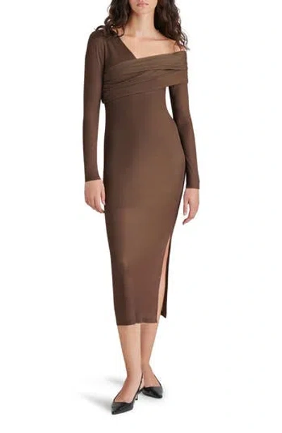 STEVE MADDEN STEVE MADDEN BEVELYN ONE-SHOULDER LONG SLEEVE BODY-CON MIDI DRESS