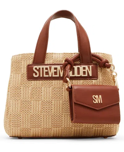 Steve Madden Bflores Raffia Mini Tote In Cognac